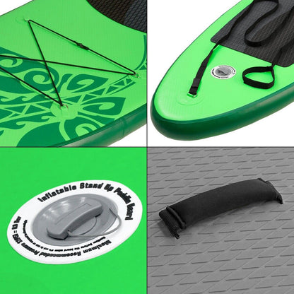 TGO Gear 10' iSUP Inflatable Stand Up Paddle Board - All-Around Versatility, Anti-Slip Deck, 3 Fins - Includes Pump, Leash, Backpack, Repair Kit - Green Whale