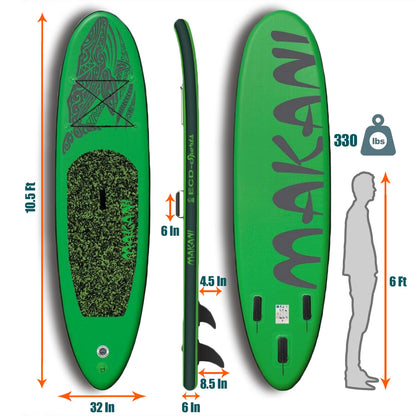 TGO Gear Inflatable Stand Up Paddle Board Green Mako