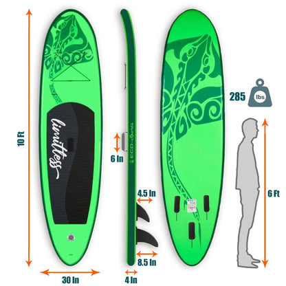 TGO Gear Inflatable Stand Up Paddle Board Green Whale