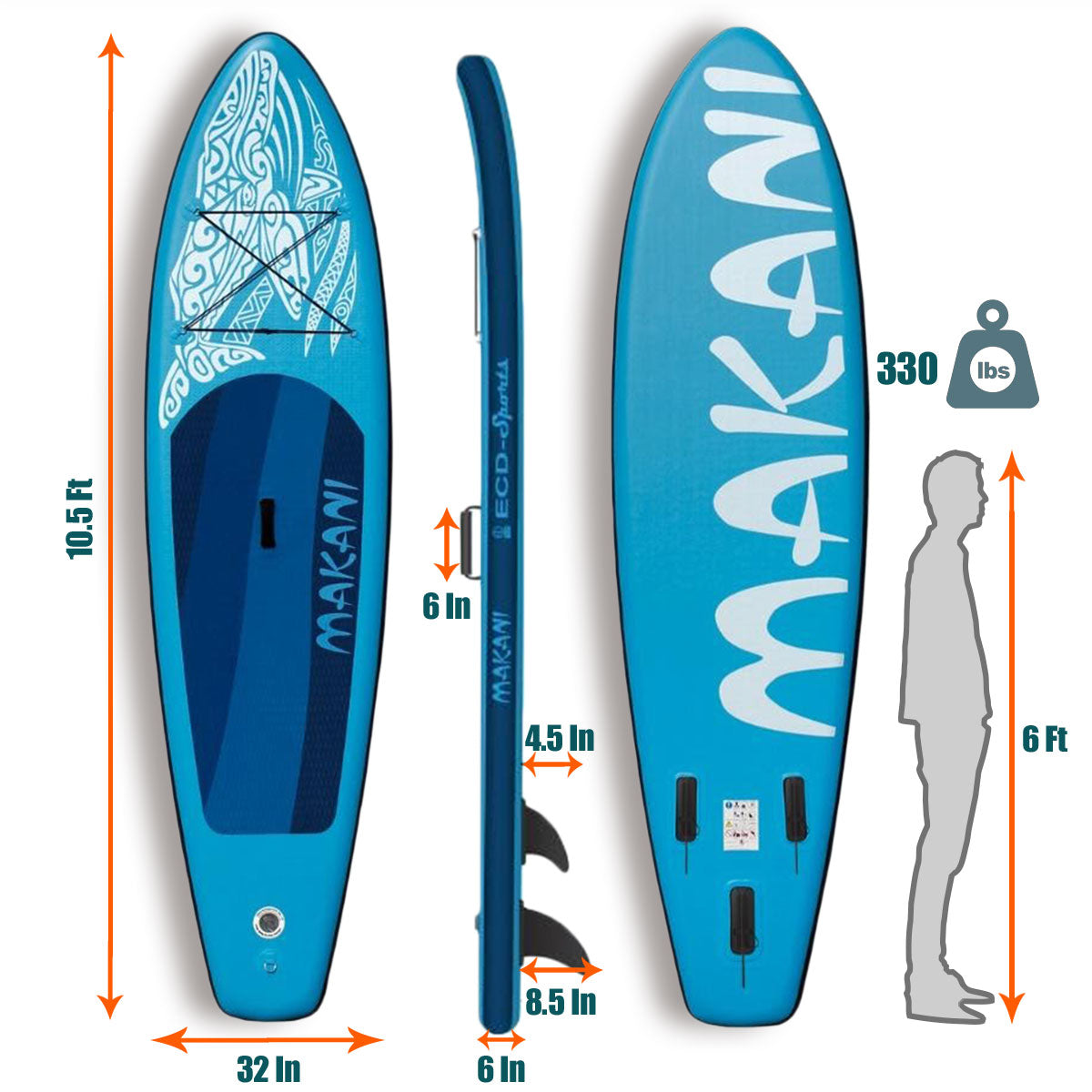 TGO Gear Inflatable Stand Up Paddle Board Blue Marlin